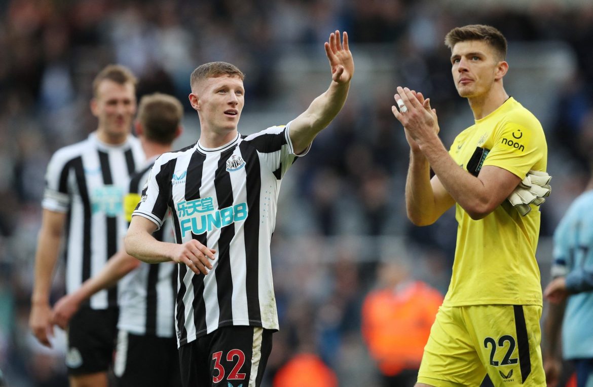 Elliot Anderson reacts to Newcastle VAR decision